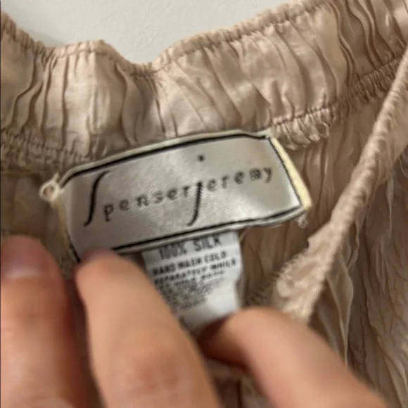 100% Silk Beige Maxi Skirt - Picture 3 of 5